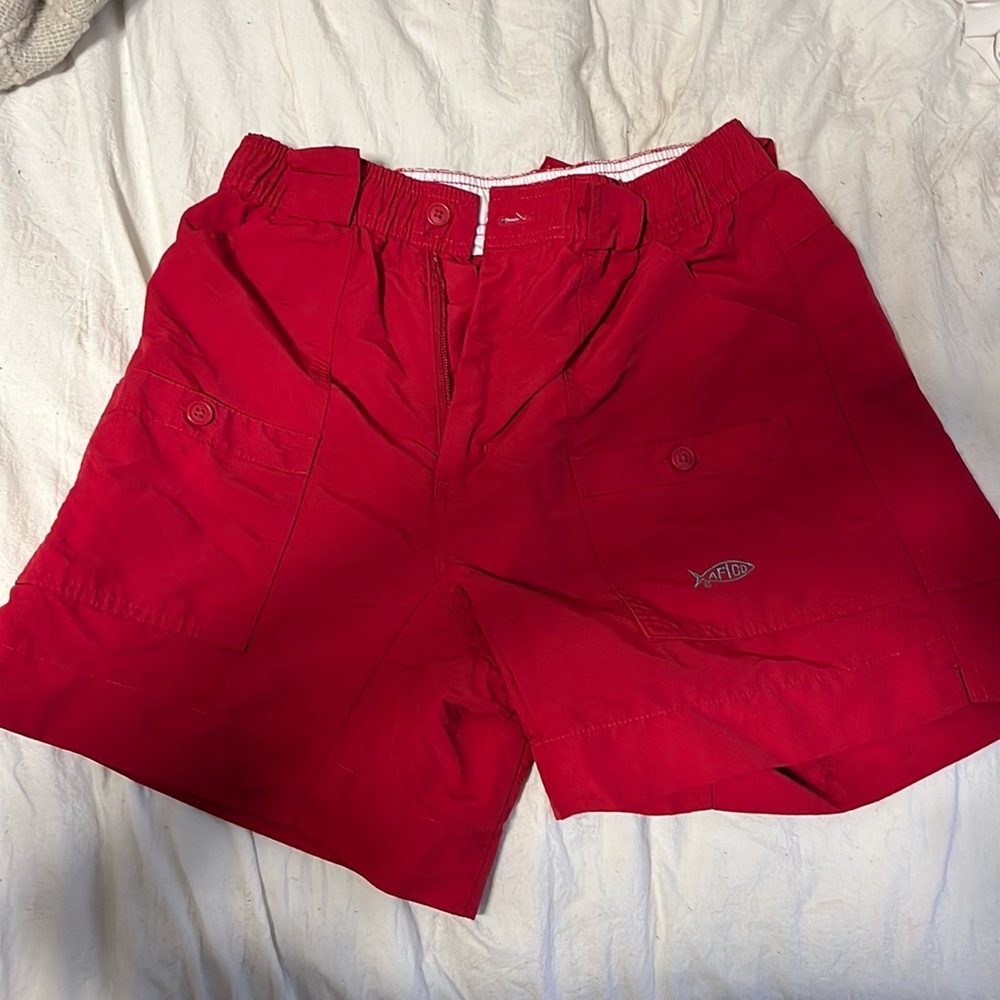 Aftco original fishing shorts M01 red SHORT INSEAM 32